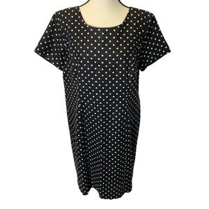 Vintage Adolfo Studio Polka Dot Sheath Dress Womens 14 Linen Blend Office‎ Mod